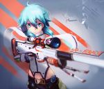  aqua_eyes aqua_hair artist_request gun shinon_(sao) short_hair sword_art_online weapon 