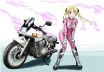  bakuon!! blonde_hair bodysuit commentary_request motor_vehicle motorcycle suzuki_(company) suzunoki_rin vehicle 