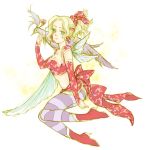 1girl bow breasts cape cleavage detached_sleeves dress earrings elbow_gloves final_fantasy final_fantasy_vi gloves green_eyes hair_ribbon jewelry long_hair pantyhose ponytail ribbon strapless strapless_dress sumi_(namoka) tina_branford 