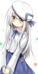  1girl dress hat hat_ribbon long_hair long_skirt original ribbon skirt solo white_hair yellow_eyes yuuhagi_(amaretto-no-natsu) 