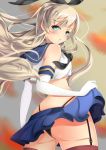  1girl absurdres blonde_hair blue_eyes crop_top gloves hairband highres kantai_collection long_hair panties school_uniform serafuku shimakaze_(kantai_collection) skirt underwear xinshijie_de_akalin 