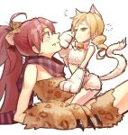  /\/\/\ 2girls alternate_costume animal_ears arm_support bell blonde_hair blush bow bowtie cat_tail closed_mouth crop_top die_(artist) eye_contact fang gloves jingle_bell kemonomimi_mode leaning_back long_hair looking_at_another mahou_shoujo_madoka_magica midriff multiple_girls on_person paw_gloves pink_bow pink_bowtie profile red_eyes redhead rubbing_eyes sakura_kyouko scarf simple_background sitting sitting_on_person sketch sleeveless striped striped_scarf tail tomoe_mami white_background yellow_eyes yuri 