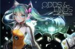  1girl aqua_eyes backlighting blurry bodysuit copyright_name depth_of_field floating_hair hair_ornament hatsune_miku headphones honnou_(kjs9504) light_bulb long_hair looking_at_viewer odds_&amp;_ends_(vocaloid) screw skirt smile solo twintails very_long_hair vocaloid watermark web_address 