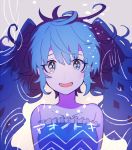  1girl blue_eyes blue_hair hatsune_miku long_hair open_mouth solo twintails upper_body vocaloid 