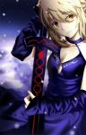  1girl blonde_hair breasts cleavage dark_excalibur fate/grand_order fate/stay_night fate_(series) paperfinger saber saber_alter solo type-moon yellow_eyes 