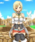  1girl armor ashelia_b&#039;nargin_dalmasca baretto_(karasi07) belt blonde_hair boots breasts final_fantasy final_fantasy_xii miniskirt short_hair skirt solo thigh-highs 