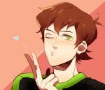  1boy ben_10 ben_10:_omniverse benjamin_kirby_tennyson blown_kiss brown_hair green_eyes haen_(wlyea) heart one_eye_closed open_mouth short_hair solo upper_body 