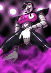 1other androgynous android cowboy_shot crotch_grab from_below hair_over_one_eye highres legs_apart mettaton mettaton-ex robot stage_lights tongue tongue_out undertale yondamoegi