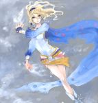  1girl blonde_hair blue_eyes bow cape choker detached_sleeves dissidia_012_final_fantasy dissidia_final_fantasy earrings elbow_gloves final_fantasy final_fantasy_vi gloves hair_ribbon jewelry long_hair pantyhose pink_bow ponytail ribbon seto_(sepcloud) solo tina_branford 