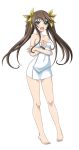  1girl brown_hair green_eyes hair_ribbon highres huang_lingyin infinite_stratos long_hair looking_at_viewer naked_towel open_mouth ribbon solo towel transparent_background twintails yellow_ribbon 