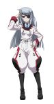  1girl blue_necktie brown_hair eyepatch highres infinite_stratos laura_bodewig long_hair looking_at_viewer necktie silver_hair solo transparent_background uniform 