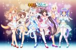  6+girls :3 :d :o \m/ alternate_costume animal_ears ankle_lace-up april_fools azuki_(sayori) bare_shoulders black_hair blonde_hair blue_eyes blue_legwear blush breasts brown_eyes brown_hair cat_band_legwear cat_ears cat_tail chestnut_mouth chocola_(sayori) cinnamon_(sayori) cleavage coconut_(sayori) commentary_request cross-laced_footwear elbow_gloves fishnet_pantyhose fishnets flat_chest gloves green_eyes hair_ribbon hairband hat heterochromia high_heels highres idol knees_together_feet_apart large_breasts leg_garter long_hair looking_at_viewer maple_(sayori) midriff mini_hat mini_top_hat multiple_girls navel necktie nekopara one_eye_closed open_mouth pantyhose platinum_blonde pointing pointing_at_viewer pose purple_hair purple_legwear ribbon sayori shirt short_hair showgirl_skirt skirt skirt_set smile sparkle standing_on_one_leg tail thigh-highs top_hat twintails v vanilla_(sayori) very_long_hair white_gloves white_hair white_legwear yellow_eyes zettai_ryouiki 