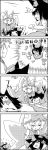  /\/\/\ 2girls 4koma =d animal_ears brooch cat cat_ears cat_tail chen closed_eyes comic commentary fang fox_tail hair_brushing hat highres imaizumi_kagerou jewelry mob_cap monochrome multiple_girls multiple_tails nekomata petting pillow_hat ribbon smile surprised tackle tail tail_wagging tani_takeshi too_many too_many_cats touhou translated two_tails wolf_ears wolf_tail yakumo_ran yukkuri_shiteitte_ne 