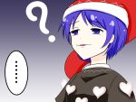  ... 1girl ? blue_background blue_eyes blue_hair doremy_sweet dress hat highres migi_ma_hidari nightcap pom_pom_(clothes) short_hair simple_background smile solo touhou upper_body 