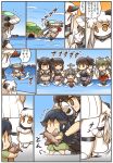  6+girls ^_^ akagi_(kantai_collection) barefoot black_hair black_legwear blue_skirt brown_eyes brown_hair chibi closed_eyes clouds comic detached_sleeves dress flying_sweatdrops green_eyes grey_hair hair_ribbon haruna_(kantai_collection) headgear hisahiko horns japanese_clothes kaga_(kantai_collection) kantai_collection katsuragi_(kantai_collection) long_hair mittens multiple_girls muneate nagato_(kantai_collection) nontraditional_miko northern_ocean_hime ocean orange_eyes outdoors ponytail red_eyes red_ribbon red_skirt revision ribbon seaport_hime shinkaisei-kan short_hair side_ponytail skirt sky sleeveless sleeveless_dress tentacles translated twintails white_dress white_hair white_ribbon white_skirt wide_sleeves wo-class_aircraft_carrier younger zuikaku_(kantai_collection) |_| 