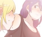  2girls ayase_eli blurry blush depth_of_field highres licking licking_shoulder love_live!_school_idol_project multiple_girls pito_(sh02327) sweat sweatdrop toujou_nozomi yuri 