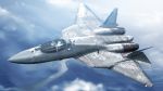  2014 ace_combat airplane camouflage clouds commentary_request day digital_camouflage fighter_jet flying jet machinery outdoors pak_fa real_life realistic signature zephyr164 