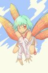  1girl aqua_hair fuu_(naruto) hair_ornament hairclip insect_wings midriff mizuto_(o96ap) naruto naruto_shippuuden red_eyes short_hair solo wings 