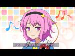  1girl cato_(monocatienus) hairband hear komeiji_satori musical_note pink_eyes pink_hair short_hair singing solo third_eye touhou translated 