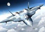  airplane antennae camouflage clouds fighter_jet flying jet maku_ro military missile moon pak_fa real_life realistic 