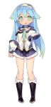  1girl :o absurdres aqua_eyes aqua_hair blade_(galaxist) blue_hair blush boots eve_ainsworth full_body gradient_eyes gradient_hair green_eyes green_hair hand_on_own_chest highres long_hair long_sleeves looking_at_viewer multicolored_eyes multicolored_hair official_art open_mouth pleated_skirt pop-up_story simple_background skirt sleeve_cuffs smile solo transparent_background 