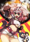  3girls armor belt blush clenched_hands closed_eyes commentary_request contrapposto cowboy_shot drooling fangs gloves midriff multiple_girls navel open_mouth pink_hair ragnarok_online xration 