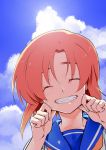  higurashi_no_naku_koro_ni ryuuguu_rena shino_satoru sky smile 