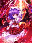  chain chains hat hoshikuzu petals purple_hair red_eyes remilia_scarlet short_hair solo touhou wings wrist_cuffs 