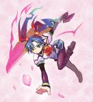  blue_hair kutuna_yui long_hair pantyhose school_uniform shigehiro_(artist) skirt twintails vanguard_princess weapon 