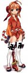  clog_sandals heisa japanese_clothes mole orange_hair original short_hair thigh-highs thighhighs weapon white_legwear white_thighhighs 