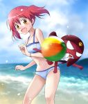  ball beach beachball bikini blush brown_eyes giroro hinata_natsumi keroro_gunsou ocean red_hair redhead swimsuit 
