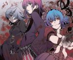  blue_hair face foreshortening gradient_hair hands hat ink izayoi_sakuya multicolored_eyes multicolored_hair patchouli_knowledge purple_hair remilia_scarlet silver_hair tattoo touhou uousa 