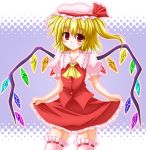  flandre_scarlet hat nagana_sayui ponytail red_eyes short_hair side_ponytail solo thigh-highs thighhighs touhou wings 