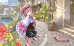  1920x1200 atelier_(series) atelier_rorona brown_dress dress feathers flower gust hat highres kishida_mel logo official_art rororina_fryxell title_drop wallpaper widescreen 