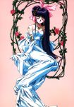  blush dress earrings elbow_gloves flower gloves hair_ornament highres jewelry long_hair necklace record_of_lodoss_war rose 