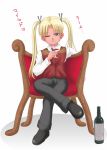  blonde_hair chair glass gunslinger_girl sitting triela twintails wine 