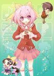  bow chibi elsea_de_lute_irma elsee_de_ruth_ima hair_bow kami_nomi_zo_shiru_sekai katsuragi_keima kyabakurabakufu mizutama mizutama_(artist) nakagawa_kanon pink_eyes pink_hair playstation_portable school_uniform serafuku 