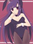  bunny_ears bunnysuit kannagi long_hair pantyhose purple_hair rabbit_ears red_eyes sumii thigh_gap zange 