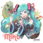  bf&#039;s_ok_farm blue_eyes blue_hair detached_sleeves hatsune_miku long_hair microphone nail_polish twintails vocaloid 