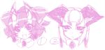  :&lt; happy horns mel/a monochrome oekaki pink sketch 