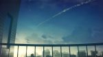  building city clouds condensation_trail feel_(nasitaki) light no_humans original scenery sky sunrise 