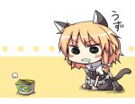  1girl animal_ears blush cat_ears cat_tail chibi commentary_request drooling kemonomimi_mode kirisame_marisa lock_heart_(juuryokudou) lowres ramen solo tail touhou waiting 