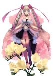  1girl 2016 artist_name blonde_hair blush bow cape dated detached_sleeves dress drill_hair elise_(fire_emblem_if) fire_emblem fire_emblem_if flower full_body glint hair_bow kero_sweet long_hair looking_at_viewer nose_blush number pink_eyes puffy_sleeves shoes skirt solo thigh-highs twin_drills very_long_hair white_background 
