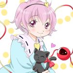  1girl animal cat commentary heart komeiji_satori pink_eyes pink_hair smile solo touhou yuzuna99 