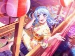  bang_dream! blue_hair blush kimono long_hair matsubara_kanon violet_eyes 