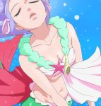  1girl breasts cleavage closed_eyes haruyama_kazunori lavender_hair lips loretta_(mahou_girls_precure!) mahou_girls_precure! mermaid midriff monster_girl navel precure solo 