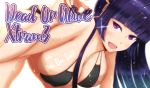  1girl body_writing breasts cleavage dead_or_alive dead_or_alive_xtreme highres large_breasts long_hair nyotengu origin_(fefnir_nightload) purple_hair smile solo swimsuit violet_eyes 