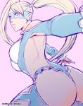  1girl ass blonde_hair blue_eyes breasts long_hair mask rainbow_mika rejean_dubois solo street_fighter street_fighter_v twintails wrestling_outfit 