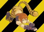  1girl animal_ears breasts breath_of_fire breath_of_fire_ii bustier cat_ears cat_tail facial_mark furry gloves green_eyes no_panties no_pants orange_hair pointy_ears redhead rinpoo_chuan short_hair solo tail 