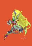  1girl absurdres animal_ears blonde_hair breasts breath_of_fire breath_of_fire_ii facial_mark furry highres long_hair niwatori_murachun no_panties no_pants pointy_ears red_eyes rinpoo_chuan solo tail 